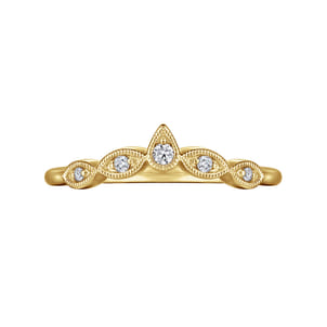 Cary - Vintage Inspired 14K Yellow Gold Curved Gold Diamond Anniversary Band