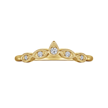 Cary - Vintage Inspired 14K Yellow Gold Curved Gold Diamond Anniversary Band