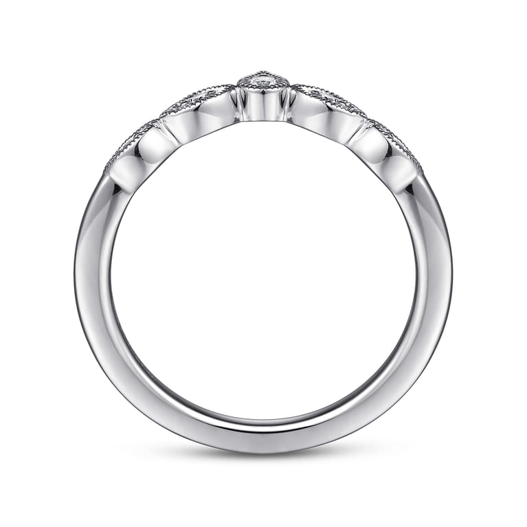 Curved Wedding Ring in Platinum with Round Natural Diamond at Gabriel & Co. - Shot 2