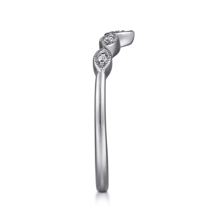 Curved Wedding Ring in Platinum with Round Natural Diamond at Gabriel & Co. - Shot 4