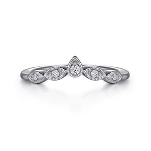 Cary - Vintage Inspired Platinum Curved Gold Diamond Anniversary Band