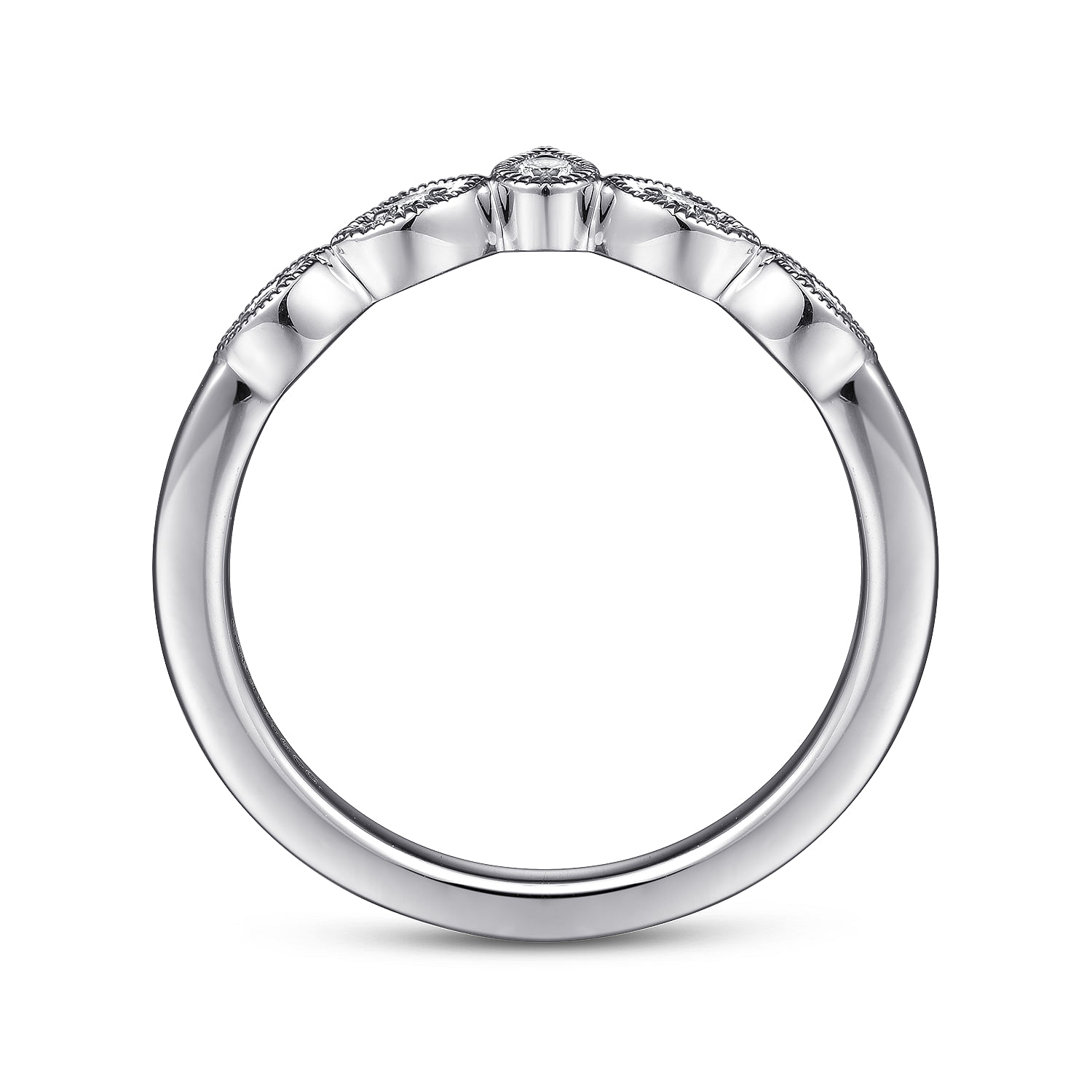 Cary - Vintage Inspired Platinum Curved Gold Diamond Anniversary Band