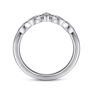Cary - Vintage Inspired Platinum Curved Gold Diamond Anniversary Band