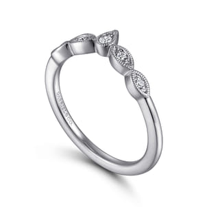 Cary - Vintage Inspired Platinum Curved Gold Diamond Anniversary Band