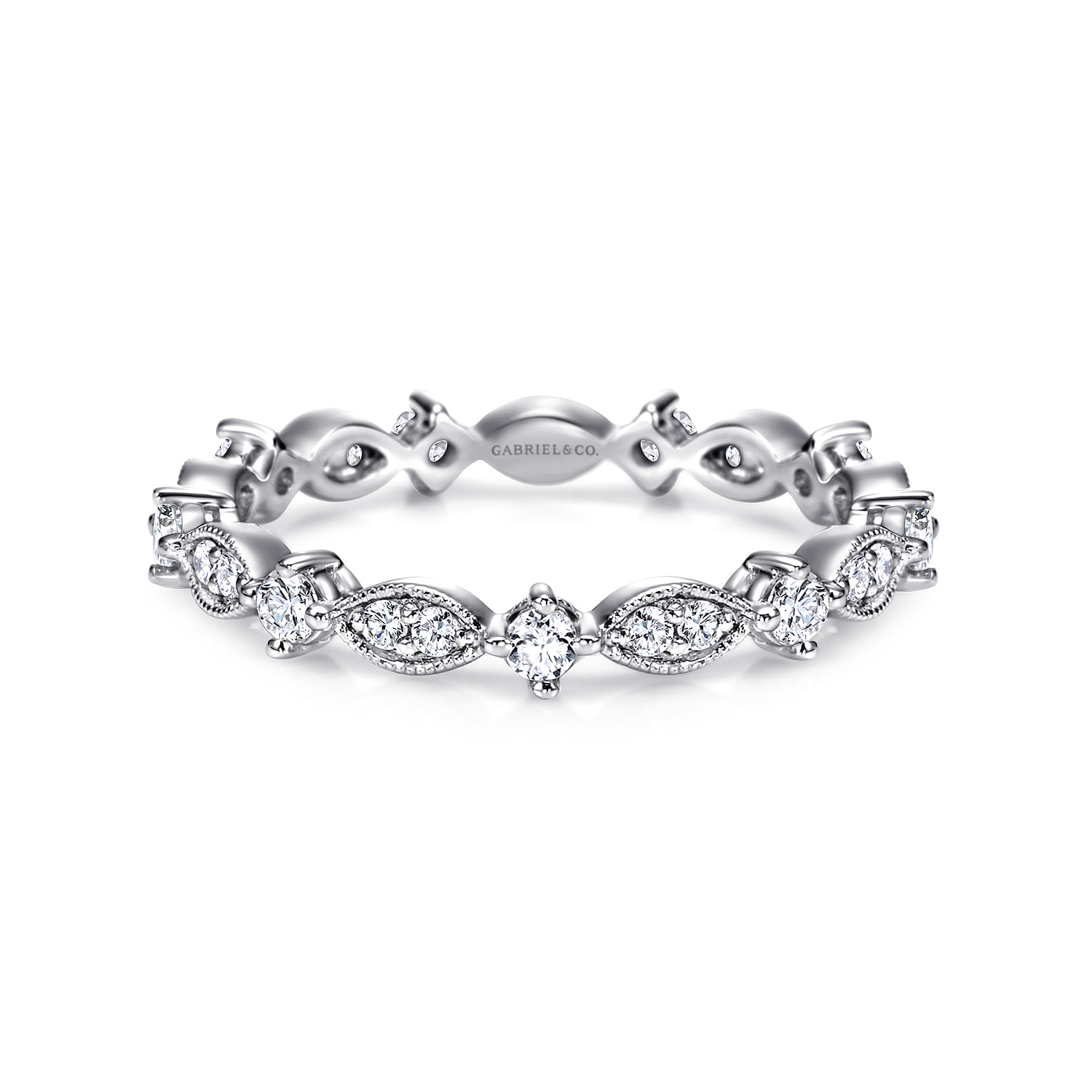 Eternity Band Wedding Ring in 14k White Gold with Round Natural Diamond at Gabriel & Co. - Shot 1