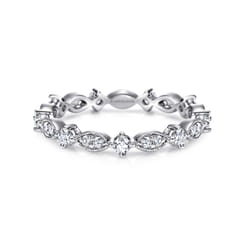 Casena - 14K White Gold Marquise and Round Station Diamond Eternity Band