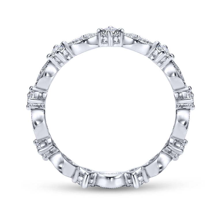 Eternity Band Wedding Ring in 14k White Gold with Round Natural Diamond at Gabriel & Co. - Shot 2