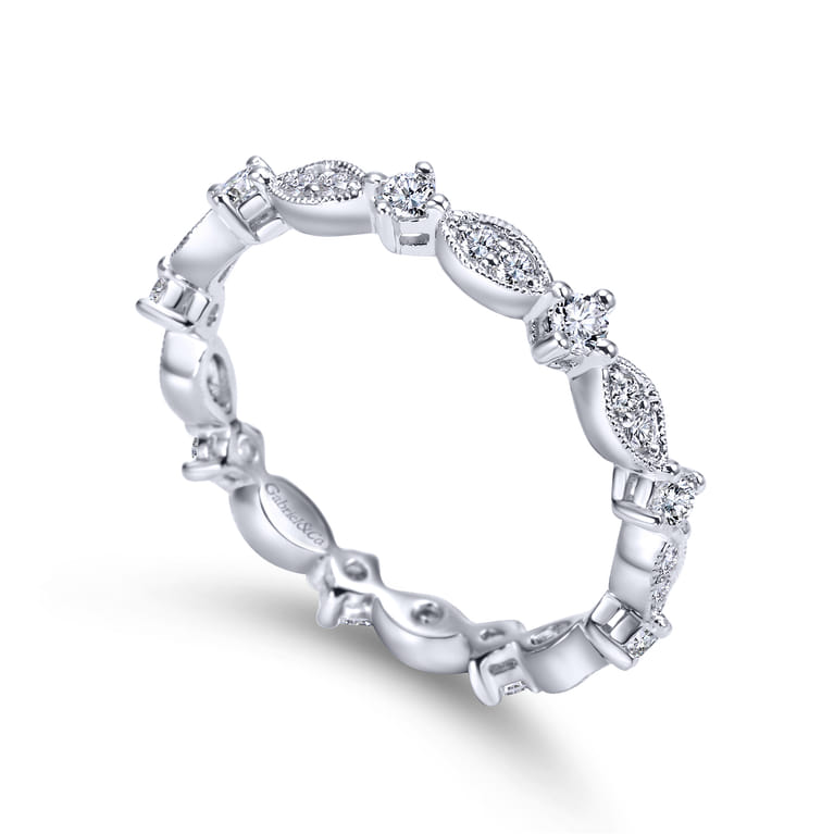 Eternity Band Wedding Ring in 14k White Gold with Round Natural Diamond at Gabriel & Co. - Shot 3