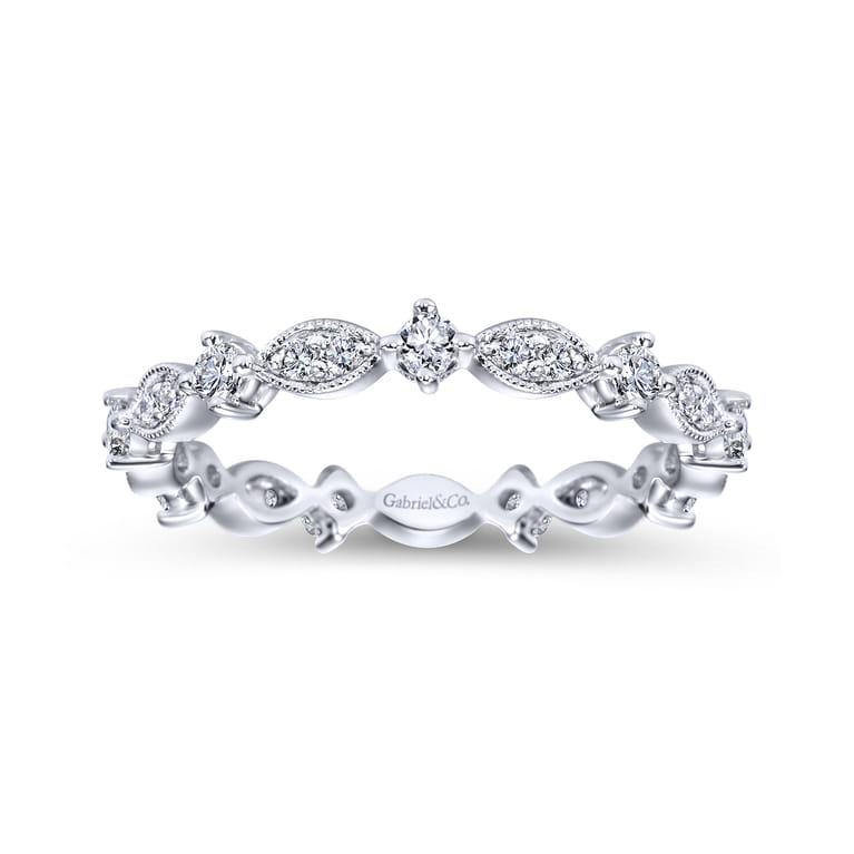 Eternity Band Wedding Ring in 14k White Gold with Round Natural Diamond at Gabriel & Co. - Shot 4