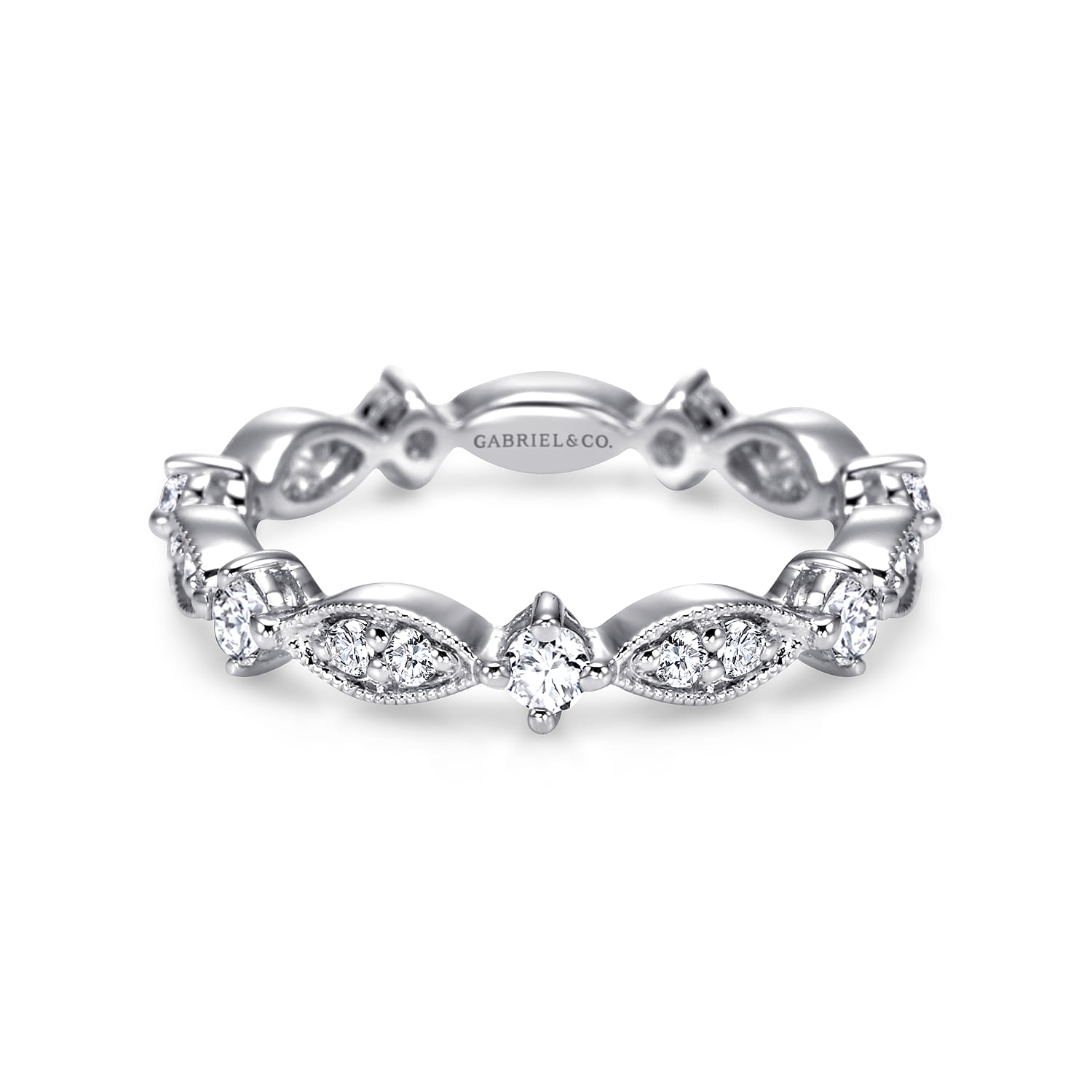 Eternity Band Wedding Ring in 14k White Gold with Round Natural Diamond at Gabriel & Co. - Shot 1