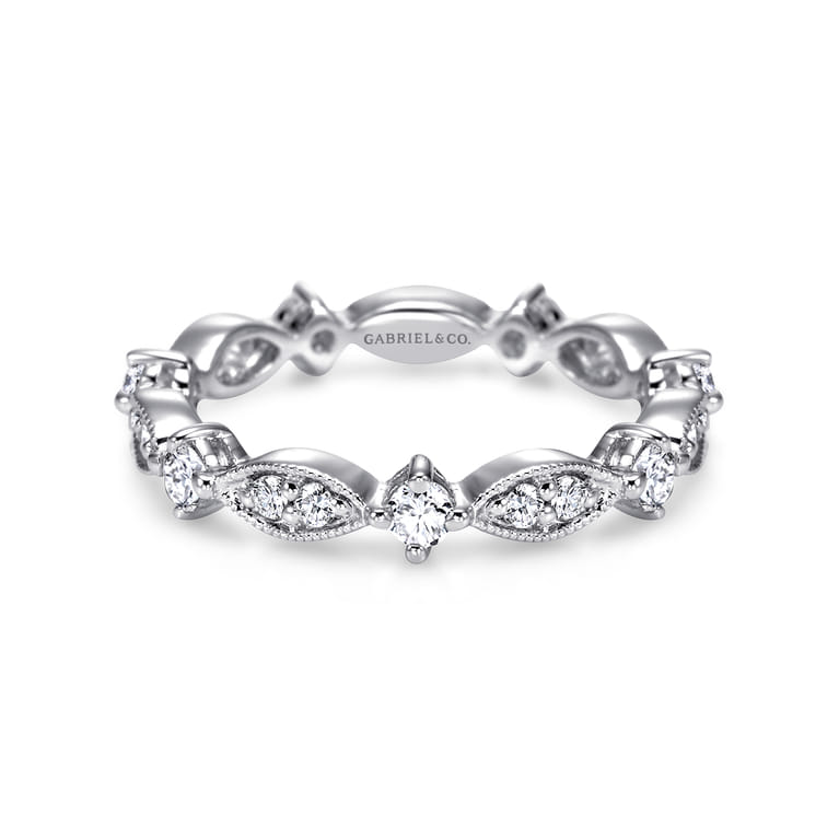 Eternity Band Wedding Ring in 14k White Gold with Round Natural Diamond at Gabriel & Co. - Shot 1