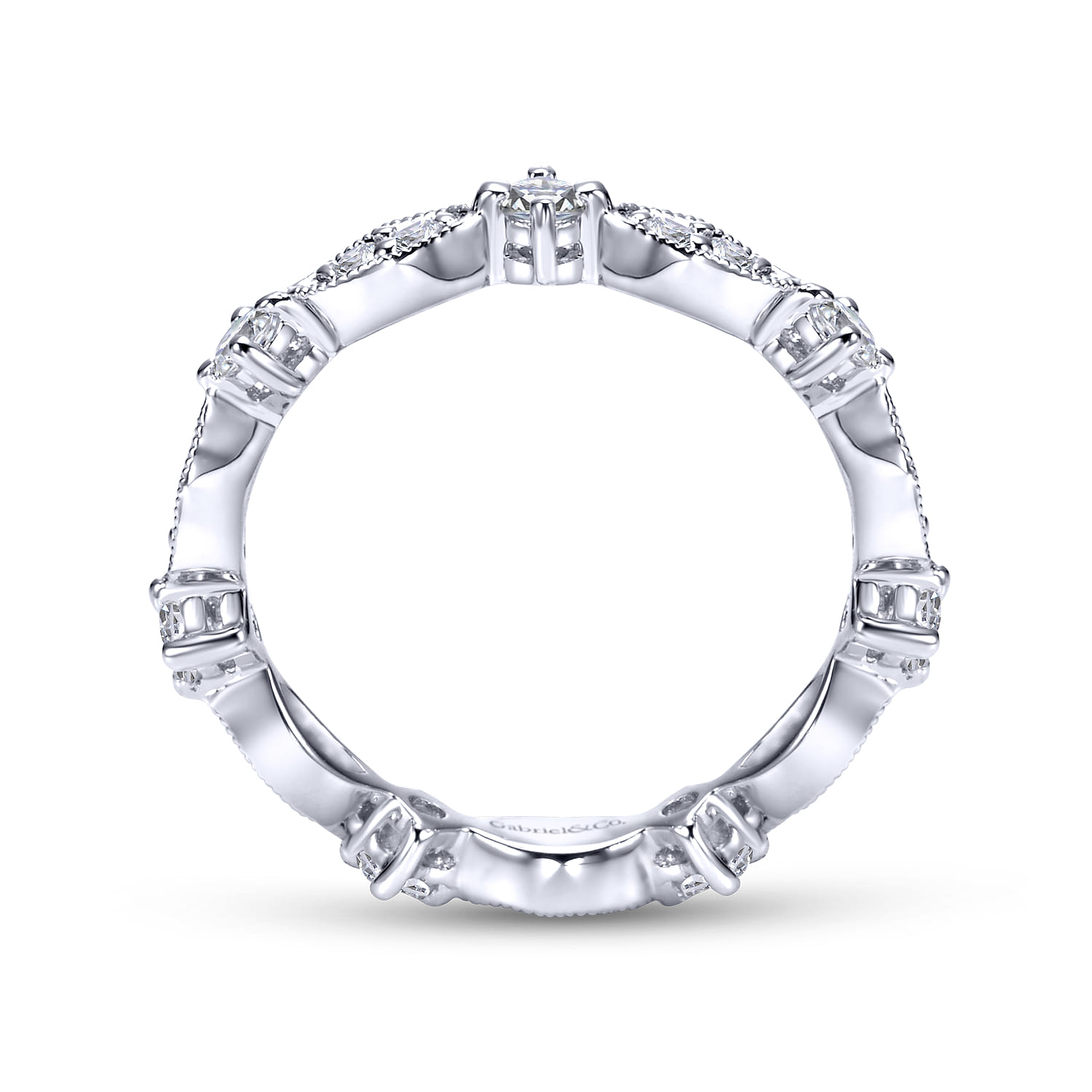 Eternity Band Wedding Ring in 14k White Gold with Round Natural Diamond at Gabriel & Co. - Shot 2