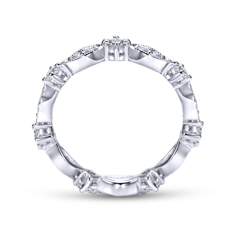 Eternity Band Wedding Ring in 14k White Gold with Round Natural Diamond at Gabriel & Co. - Shot 2