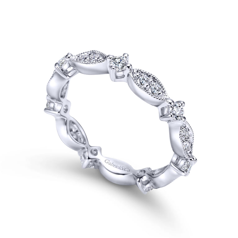 Eternity Band Wedding Ring in 14k White Gold with Round Natural Diamond at Gabriel & Co. - Shot 3