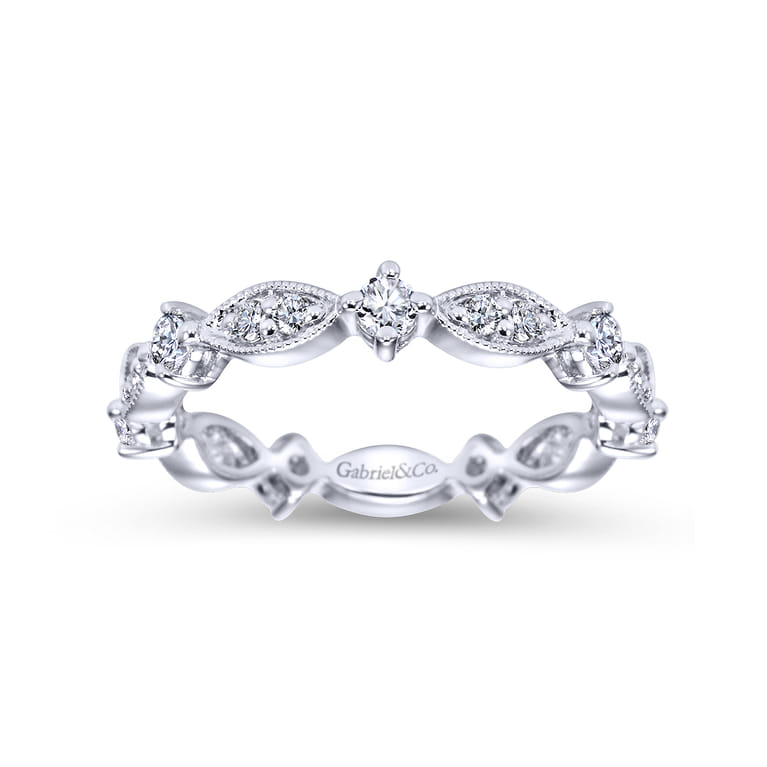 Eternity Band Wedding Ring in 14k White Gold with Round Natural Diamond at Gabriel & Co. - Shot 4
