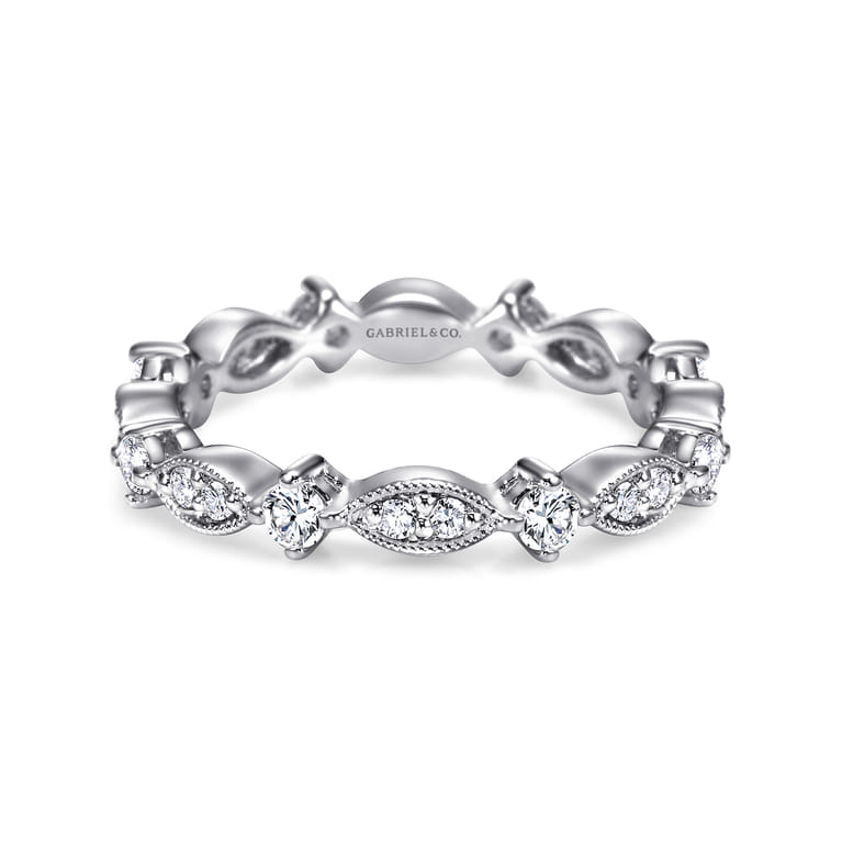 Eternity Band Wedding Ring in 14k White Gold with Round Natural Diamond at Gabriel & Co. - Shot 1