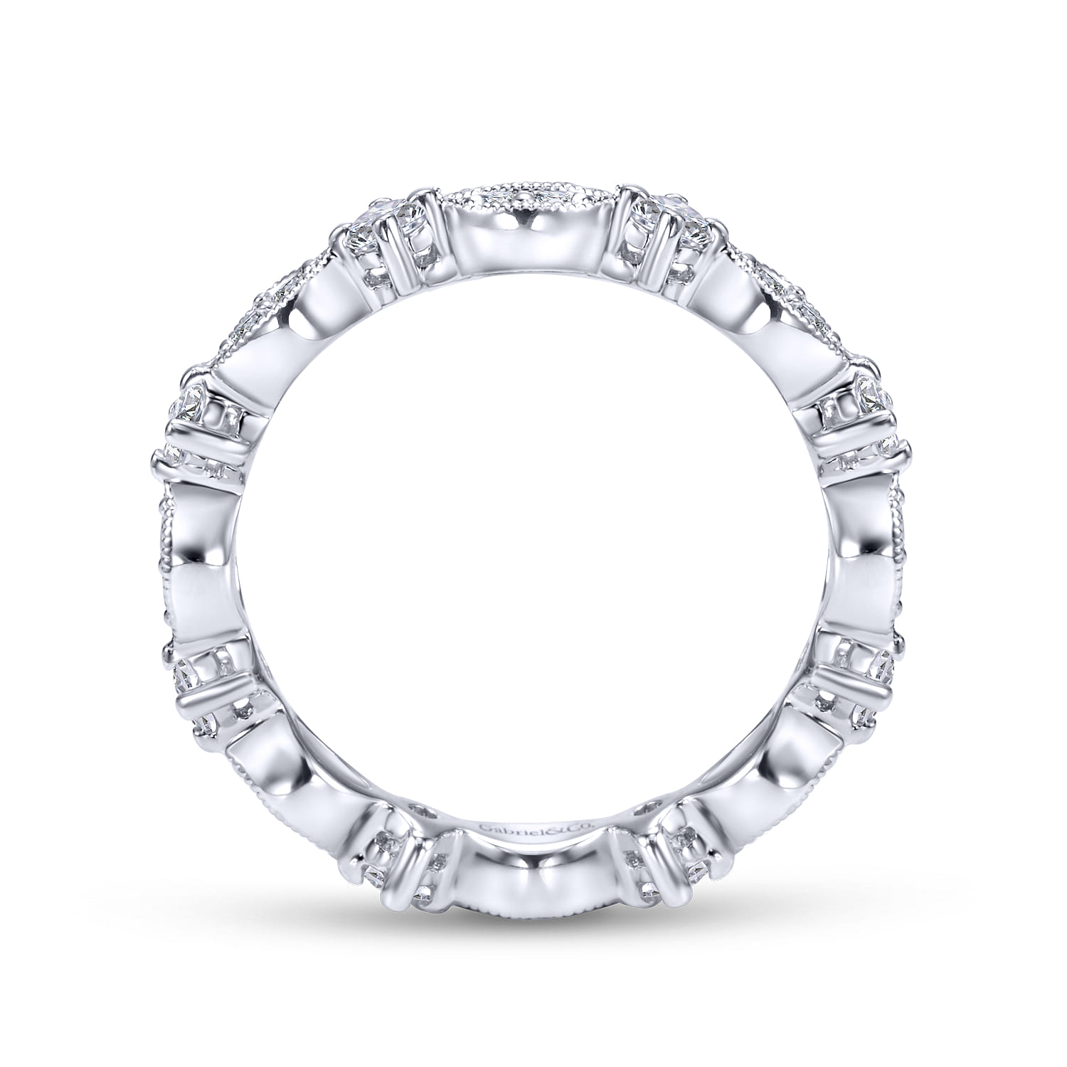 Eternity Band Wedding Ring in 14k White Gold with Round Natural Diamond at Gabriel & Co. - Shot 2
