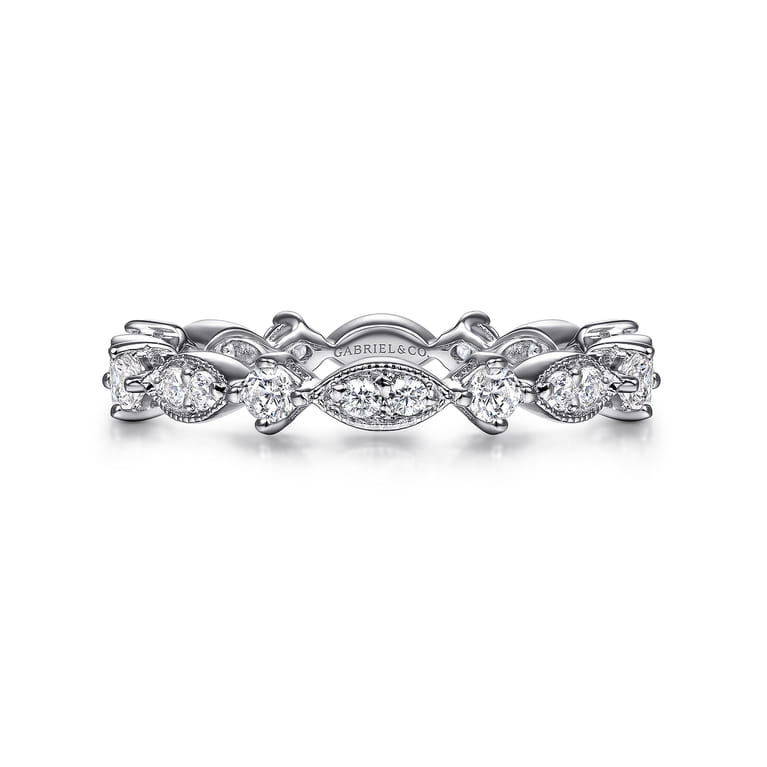 Eternity Band Wedding Ring in 14k White Gold with Round Natural Diamond at Gabriel & Co. - Shot 1