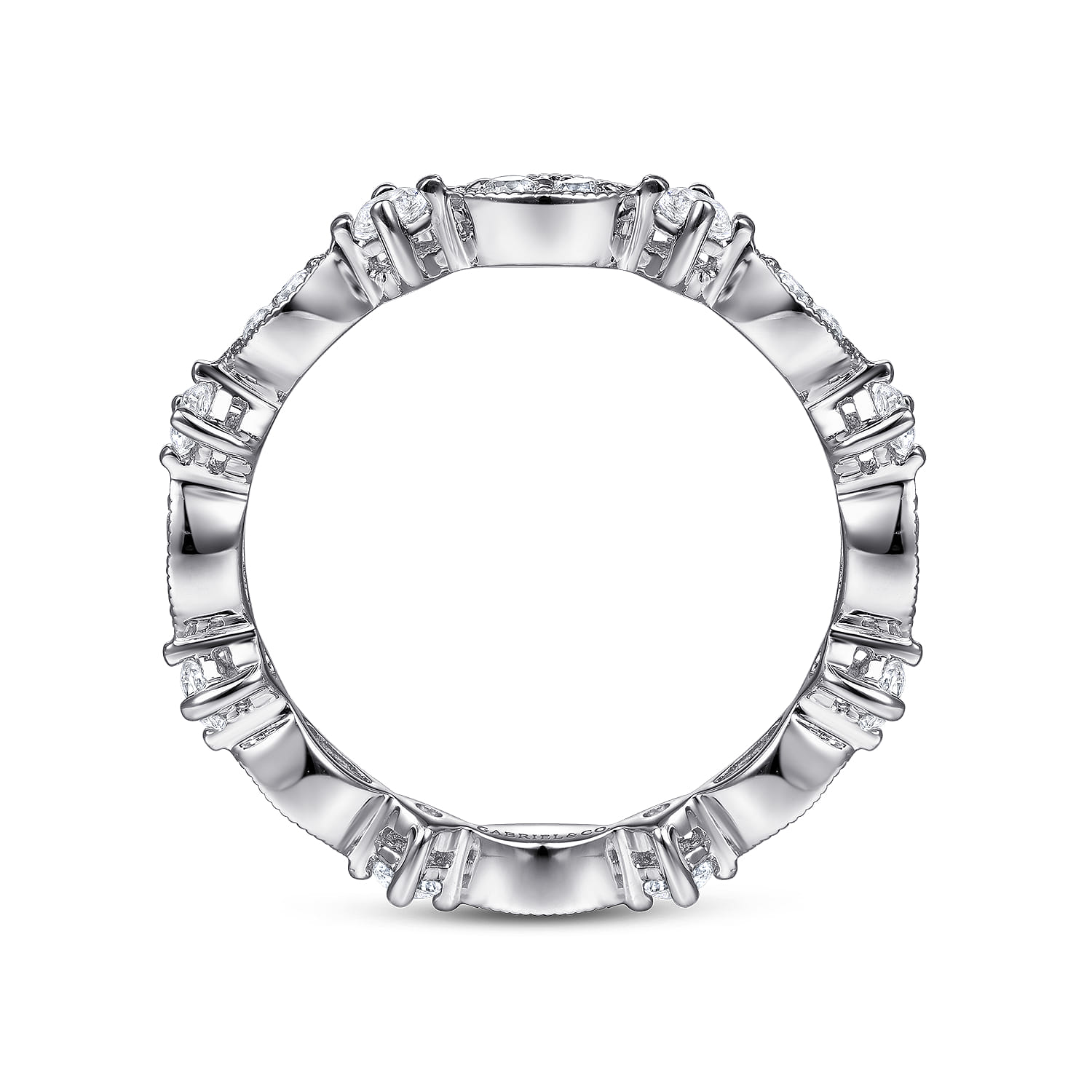 Casena - Vintage Inspired 14K White Gold Marquise and Round Station Diamond Eternity Band