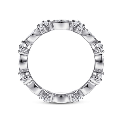 Casena - Vintage Inspired 14K White Gold Marquise and Round Station Diamond Eternity Band