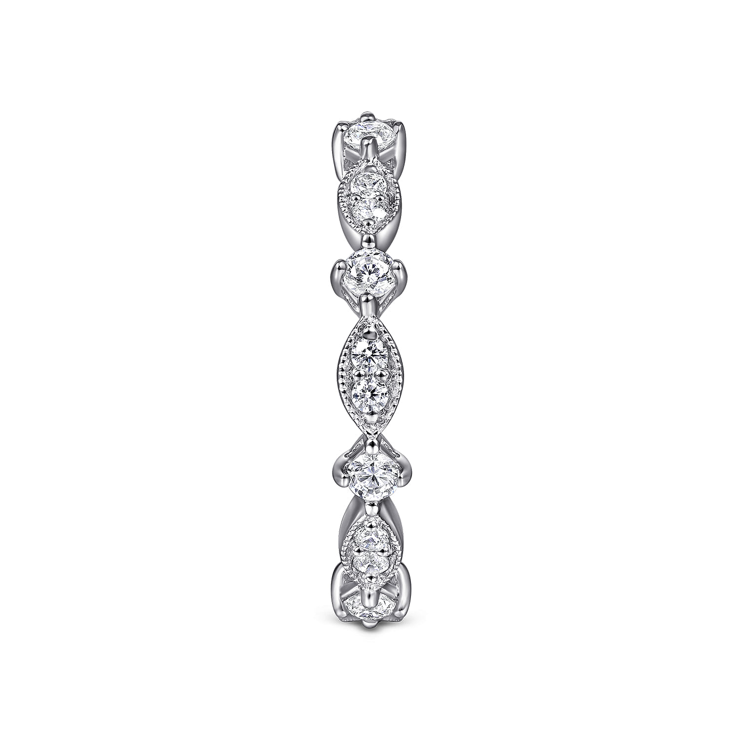 Casena - Vintage Inspired 14K White Gold Marquise and Round Station Diamond Eternity Band