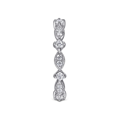 Casena - Vintage Inspired 14K White Gold Marquise and Round Station Diamond Eternity Band