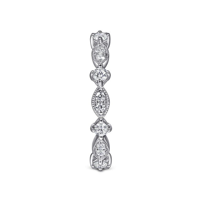 Eternity Band Wedding Ring in 14k White Gold with Round Natural Diamond at Gabriel & Co. - Shot 4