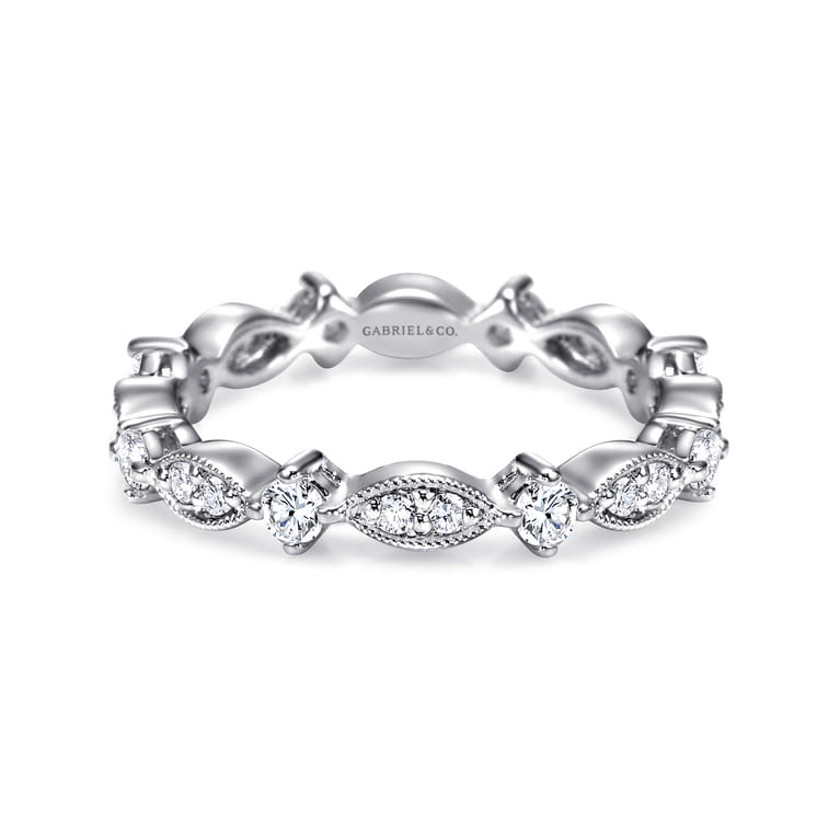 Eternity Band Wedding Ring in 14k White Gold with Round Natural Diamond at Gabriel & Co. - Shot 1