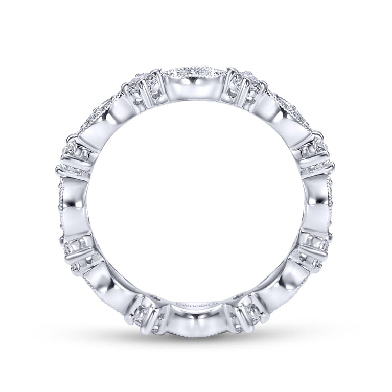 Eternity Band Wedding Ring in 14k White Gold with Round Natural Diamond at Gabriel & Co. - Shot 2