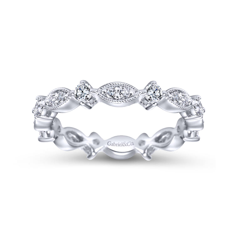 Eternity Band Wedding Ring in 14k White Gold with Round Natural Diamond at Gabriel & Co. - Shot 4