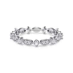 Casena - Vintage Inspired 14K White Gold Marquise and Round Station Diamond Eternity Band