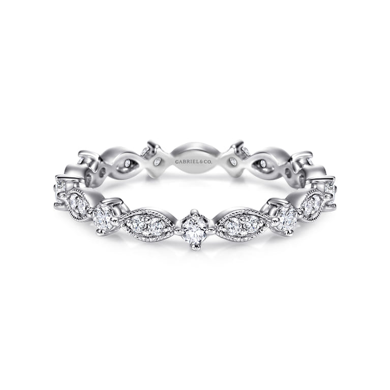 Eternity Band Wedding Ring in 14k White Gold with Round Natural Diamond at Gabriel & Co. - Shot 1