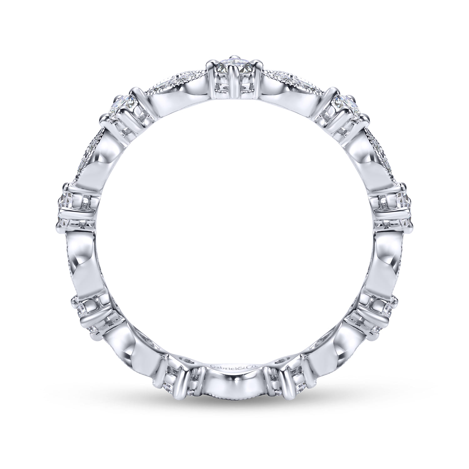 Eternity Band Wedding Ring in 14k White Gold with Round Natural Diamond at Gabriel & Co. - Shot 2