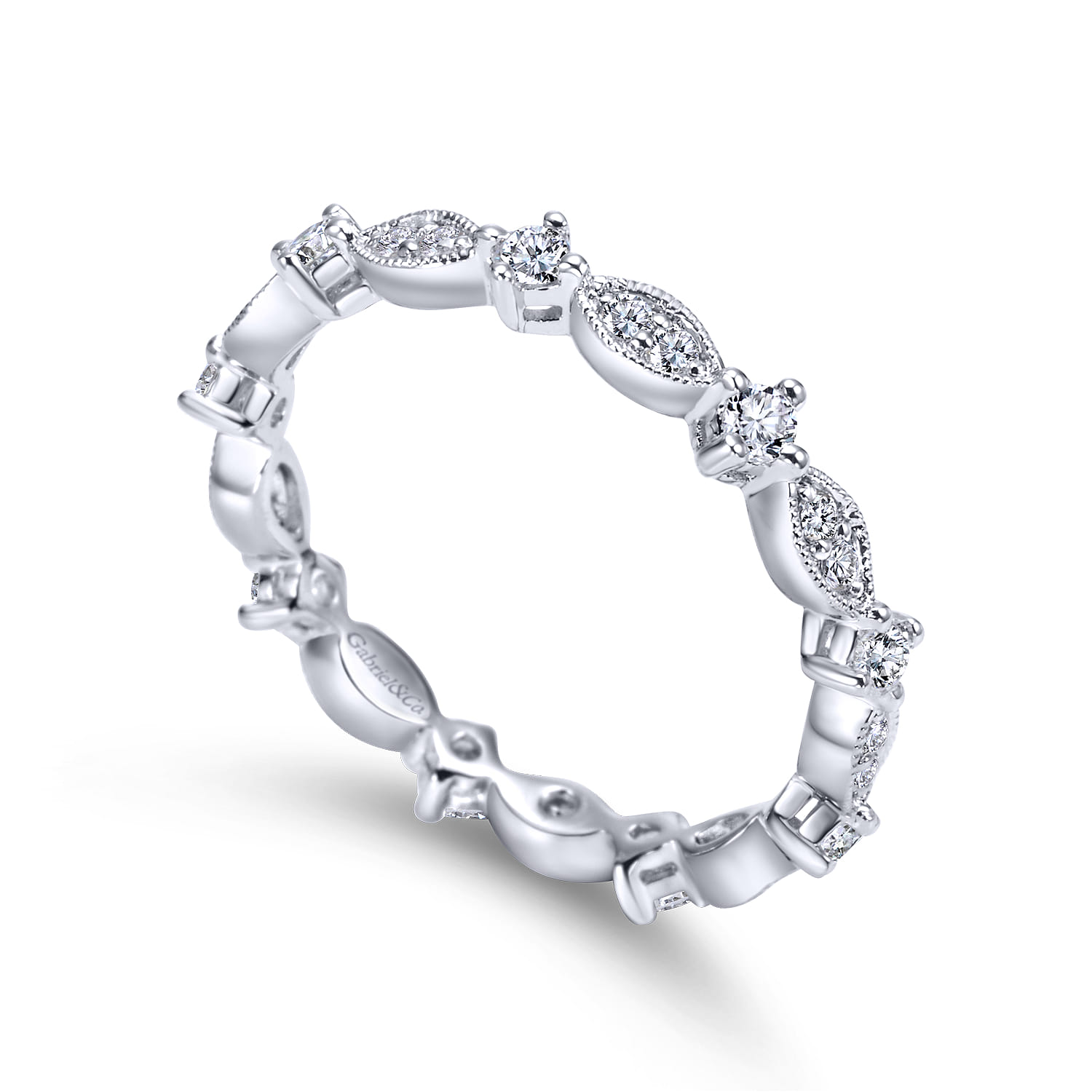 Eternity Band Wedding Ring in 14k White Gold with Round Natural Diamond at Gabriel & Co. - Shot 3
