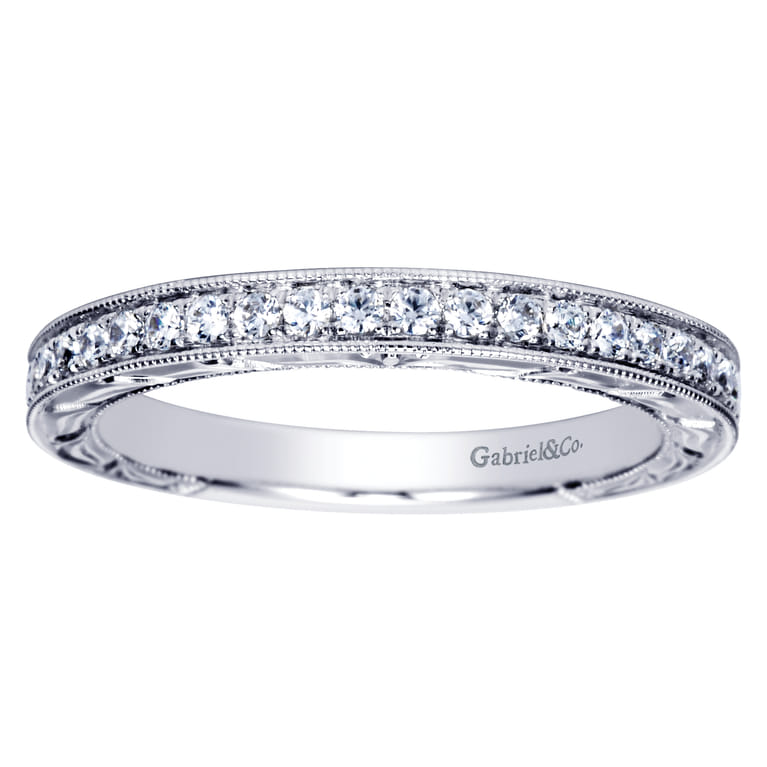 Straight Wedding Ring in 14k White Gold with Round Natural Diamond at Gabriel & Co. - Shot 4