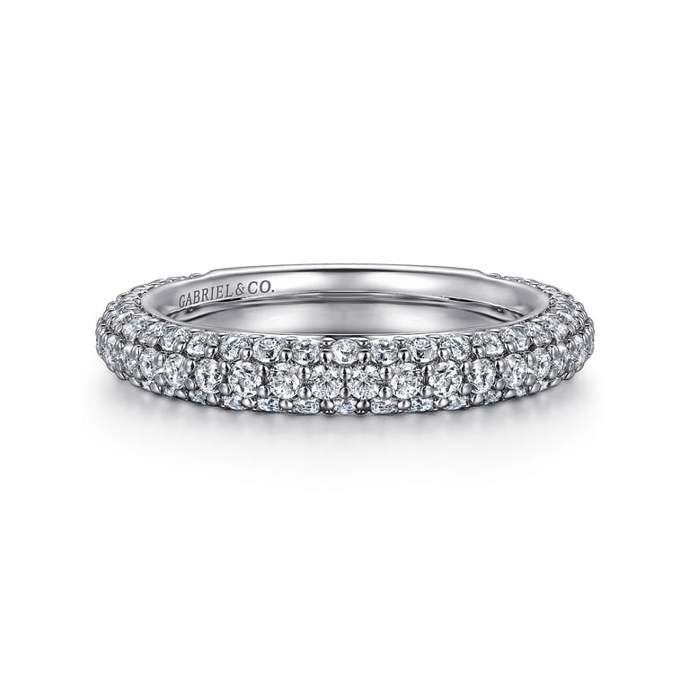 Fancy Wedding Ring in 14k White Gold with Round Natural Diamond at Gabriel & Co. - Shot 1