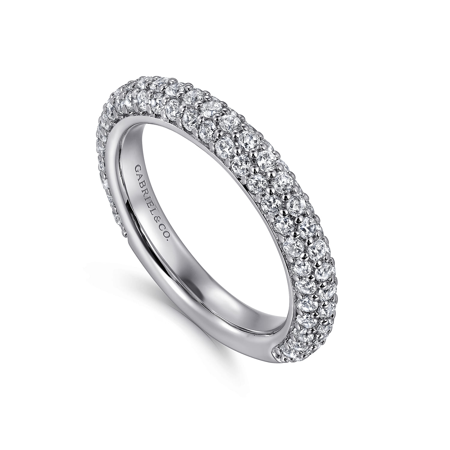 Fancy Wedding Ring in 14k White Gold with Round Natural Diamond at Gabriel & Co. - Shot 3