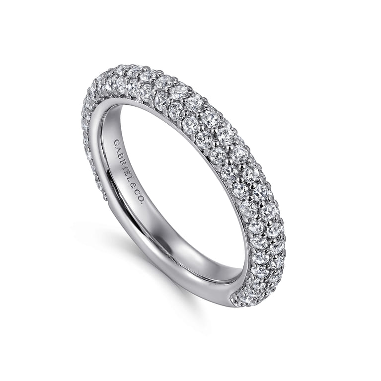Fancy Wedding Ring in 14k White Gold with Round Natural Diamond at Gabriel & Co. - Shot 3