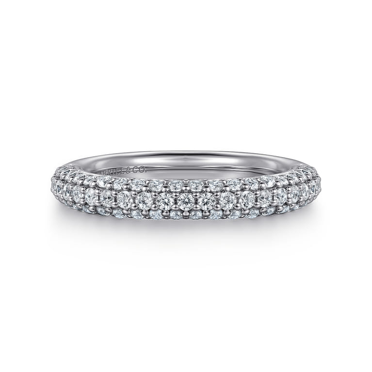 Fancy Wedding Ring in 14k White Gold with Round Natural Diamond at Gabriel & Co. - Shot 1