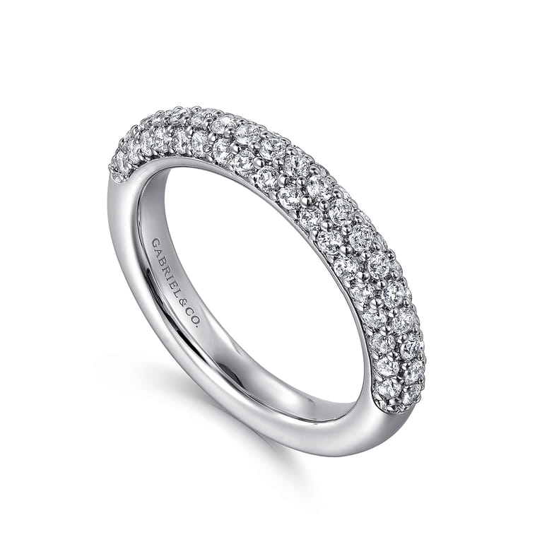 Fancy Wedding Ring in 14k White Gold with Round Natural Diamond at Gabriel & Co. - Shot 3