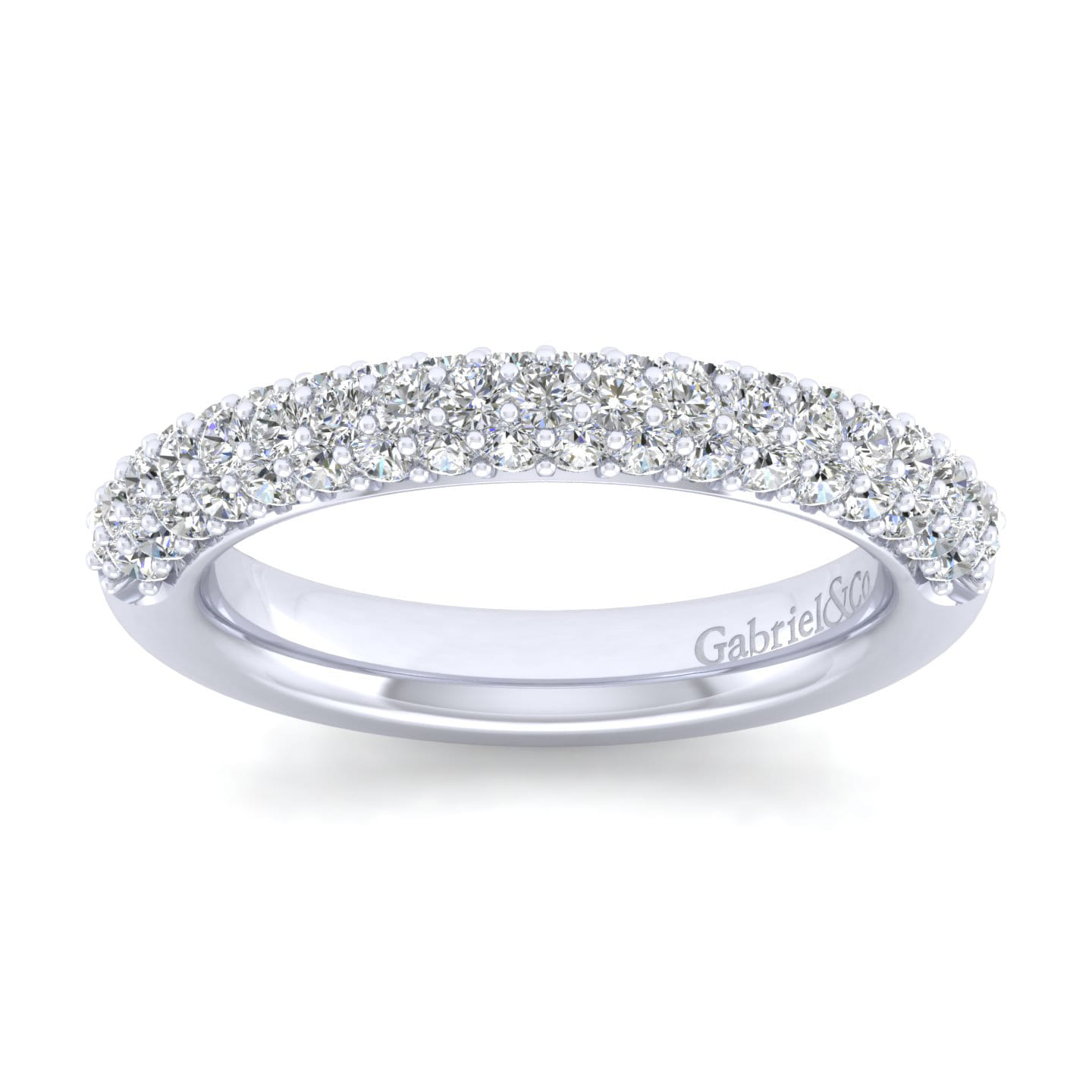 Fancy Wedding Ring in 14k White Gold with Round Natural Diamond at Gabriel & Co. - Shot 5