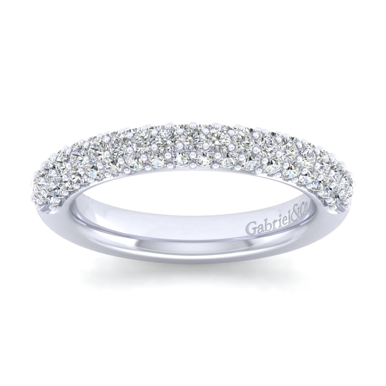 Fancy Wedding Ring in 14k White Gold with Round Natural Diamond at Gabriel & Co. - Shot 5