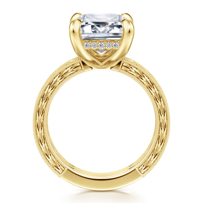 Caspia - Vintage Inspired 14K Yellow Gold Emerald Cut Diamond Engagement Ring