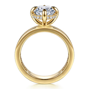 Cassandra - 14K Yellow Gold Compass Prong Elongate Cushion Diamond Engagement Ring