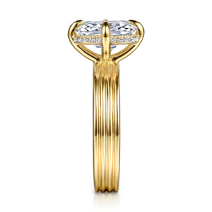 Cassandra - 14K Yellow Gold Compass Prong Elongate Cushion Diamond Engagement Ring