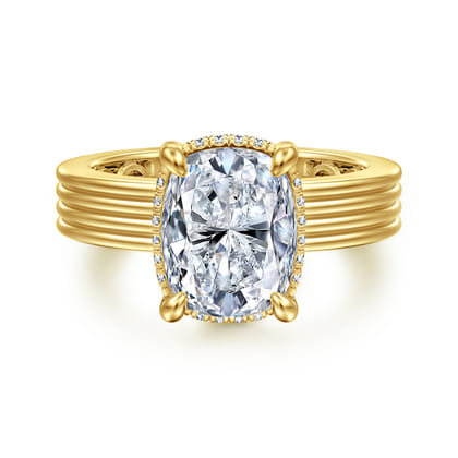 Cassandra - 14K Yellow Gold Elongate Cushion Diamond Engagement Ring