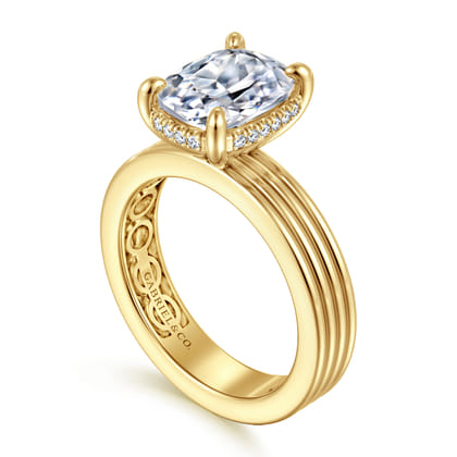 Cassandra - 14K Yellow Gold Elongate Cushion Diamond Engagement Ring