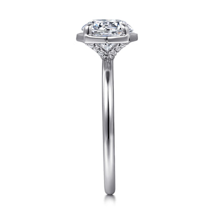 Cassi - 14K White Gold Bezel Prong Round Diamond Engagement Ring