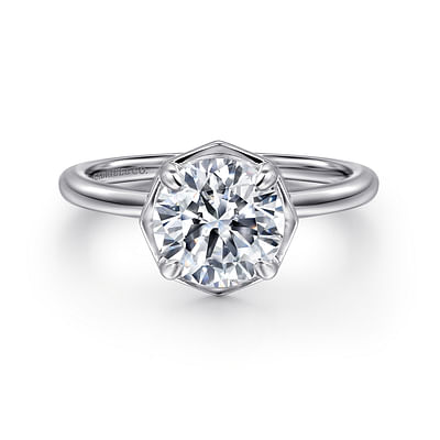 Cassi - 14K White Gold Round Diamond Engagement Ring