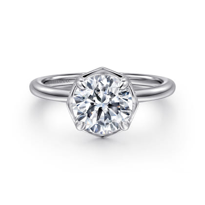 Cassi - 14K White Gold Round Diamond Engagement Ring